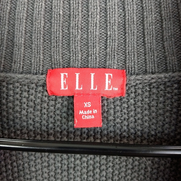 Elle Grey Open-Front Cowl Neck Cardigan Sweater - Picture 2 of 3